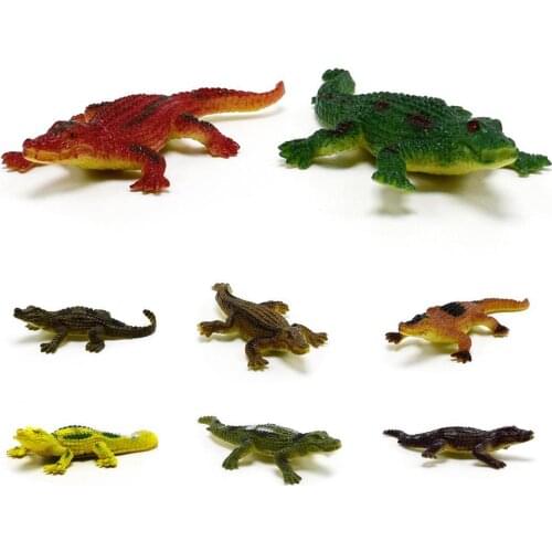 12Pcs Colorful Realistic Crocodile Animal PVC Model Kids Prank Prop Kids Toy Simulation Animal Mini Model Figures Dolls Toys