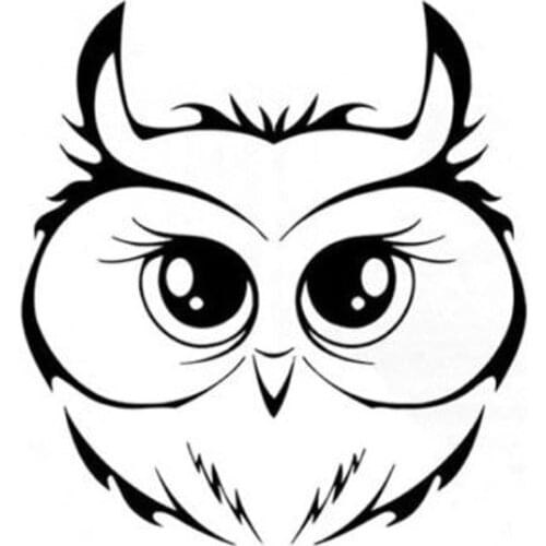 15X15.8CM Cute Owl Head Vinyl Car Sticker Motorcycle Decal Black/Silver Car-styling S6-2541
