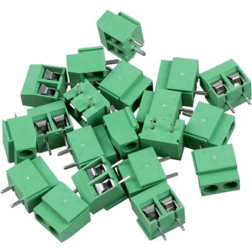 20Pcs 2 Pole 5mm Pitch PCB Mount Screw Terminal Block 8A 250V
