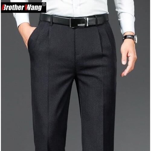 2021 Autumn and Winter New Middle-aged Casual Pants Men Business Casual Straight Soft and Smooth Stretch Trousers Male Brand
