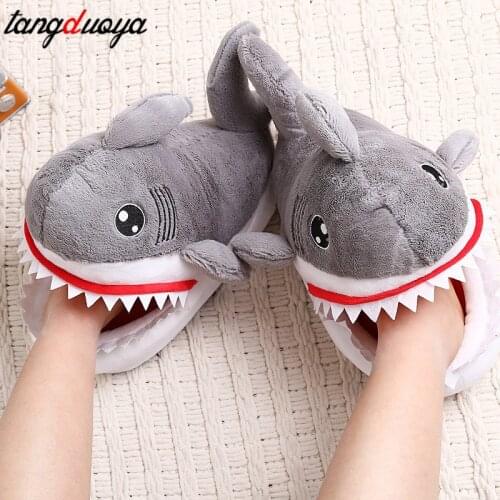 2020 Winter Slippers Women and Men Fashion Shark Slipper Cotton Warm Indoor slippers Lovely Cartoon Women Slippers Unisex