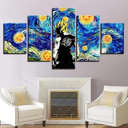 5 Piece Wall Art Canvas Anime Manga Dragon Figure Prints Posters And Pictures Home Living Room & Bedroom Decoration Paintings