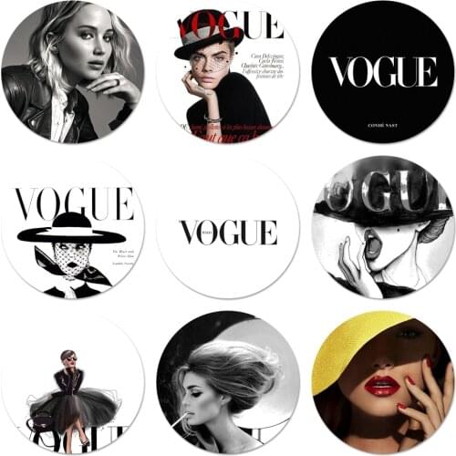 58mm black and white vogue Icons Pins Badge Decoration Brooches Metal Badges For Backpack Decoration