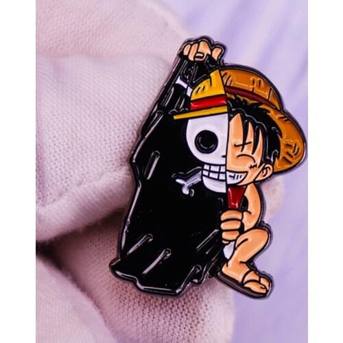 Anime Cartoon One-Piece Monkey D Luffy Brooch Pins Enamel Metal Badges Lapel Pin Brooches Jackets Fashion Jewelry Accessories