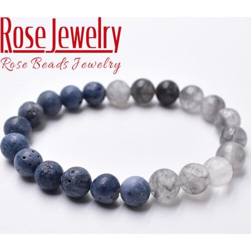Natural Gray Crystal Blue Coral Bracelets Beads 8 mm Size for Women Men Gift Fashion Jewelry Bracelets