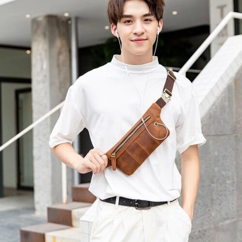 DIENQI Real Leather Fanny Pack Men Waterproof Waist Bag Men Fashion Cigarette Phone Case Money Belt Travel Security Wallet Purse