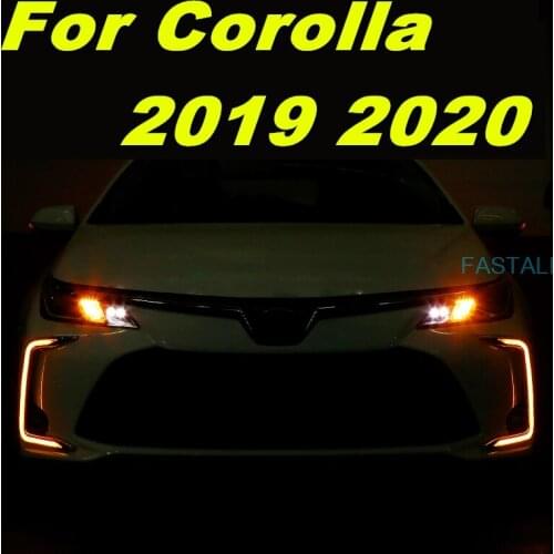 For Toyota Corolla 2019 2020 car modified driving lights streamer turn daytime driving fog lights car accessories