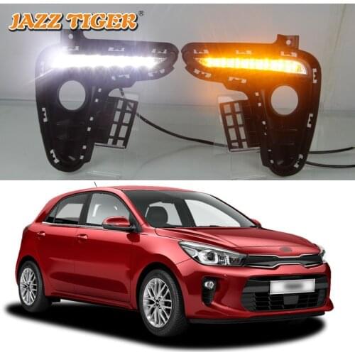 12V Daytime running lights For Kia Rio K2 2017 2018 Drl with turn signals LED For cars auto Fog lights headlights Foglamps