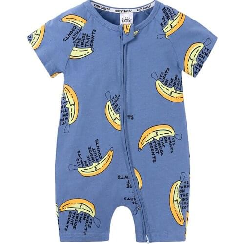 Kids Tales Brand 2020 Kids Clothes Fruit Pattern Baby Jumpsuit Short Sleeve Infant Romper Baby Boy Girl Zip Sleepsuit
