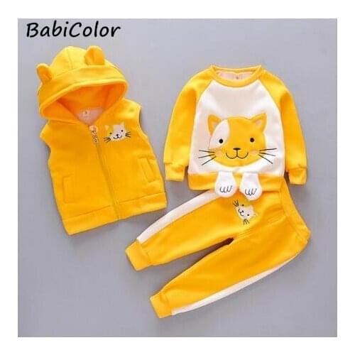 Baby Girl clothing Sets kid 3PCS thivk coat+T shirt + Pants Tracksuit Sets Toddler Girl Autumn Sport Suit baby girl outfits 2020