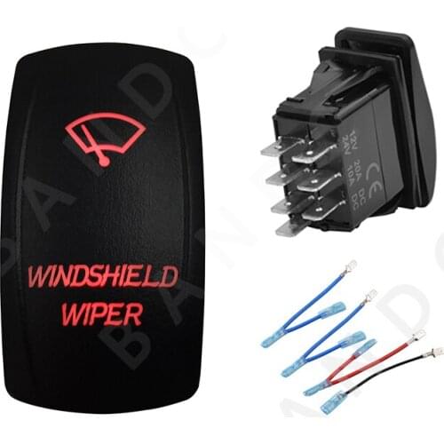 WINDSHIELD WIPER Car Boat RV Rocker Switch 7P ON-OFF-ON DPDT Car Button Dual Blue LED Light Camper Accessory, Jumper Wire Set