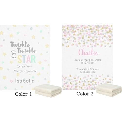 LVYZIHO Personalized Twinkle Little Star Boy/Girl Baby Blanket - 30x40 / 48x60 / 60x80 Inches - Fleece Blanket