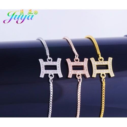 Micro Pave Zircon Gemini Connector Charm Bracelet 12 Constellation Zodiac Symbol Bracelets Women Fashion Jewelry Christmas Gifts