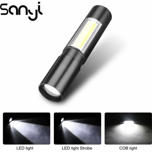 Mini Flashlight Working Inspection Light XPE+COB LED Flashlamp 3 Modes Torch Lamp Waterproof Lantern Built-in USB Charge Battery