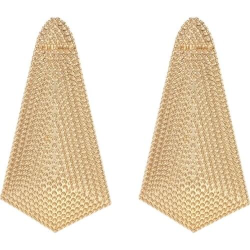 Personality Big Irregular Gold Metal Pitted Surface Abstract Earrings Geometry Stage Show Hyperbole Punk Earring For Women