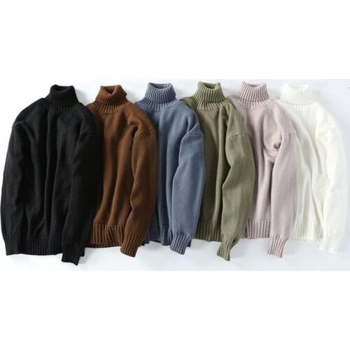 2021 Autumn Winter Plush Warm Turtleneck Sweater Mens Fashion Couples Pure Color Womens Clothing Loose Cotton