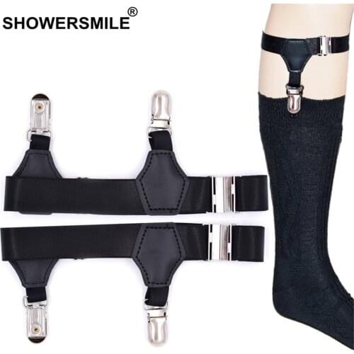 SHOWERSMILE Men Accessories Black Sock Suspenders Mens Stocking Suspenders Adjustable Braces For Men Solid Garters For Stockings