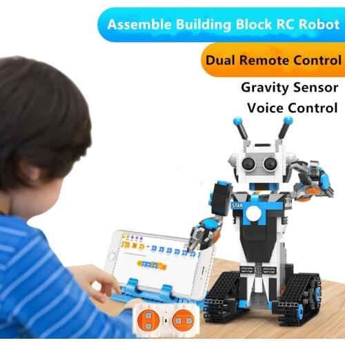 Assembled Building Blocks Intelligent Programming RC Robot 2.4G Dual Remote Control Mode Gravity Sensor Voice Control Robot Toy