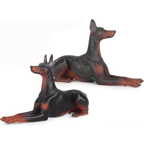 Sitting Doberman Animal Figure Collectible Toys Dog Animal Cognition Action Figures Kids Plastic Model Toys