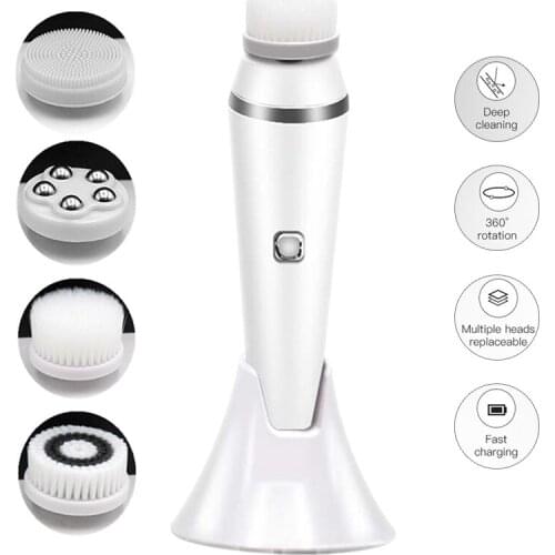 Silicone Facial Cleansing Brush Electric Deep Cleansing Brush Pore Cleaner USB Rechargeable Waterproof Facial Roller Massager
