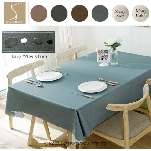 SewCrane Home Living Plain Color Oilcloth Coffee Wipe Clean PVC Tablecloth Green Wipe Easy Table Covers, Many Size