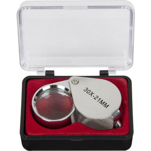 Mini 30x21mm Foldable Magnifier Jewelers Eye Tool Jewellery Folding Loupe Glass Lens Magnifying Triplet Glass Diamond