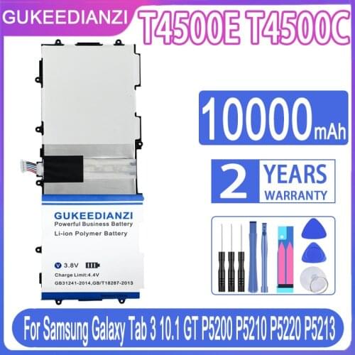 GUKEEDIANZI T4500E T4500C 10000mAh Replacement Battery For Samsung Galaxy Tab 3 10.1 GT P5200 P5210 P5220 P5213 Bateria