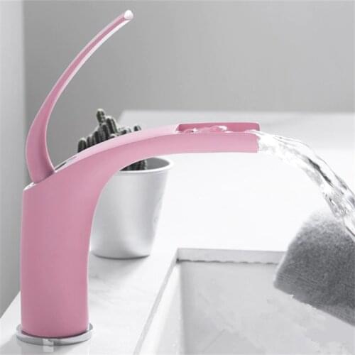 LIUYUE Basin Faucets Black/White Brass Bathroom Open-type Waterfall Basin Mixer Faucets Cold Hot Water Sink Mixer Taps Torneira