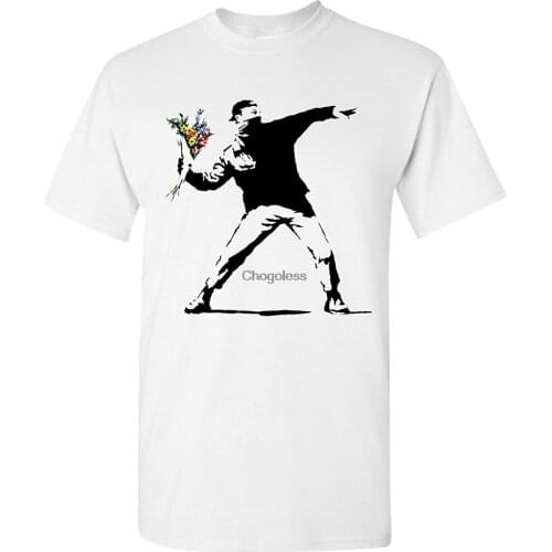 Print Bar AZ Banksy Rage Flower Thrower Graffiti T-Shirt