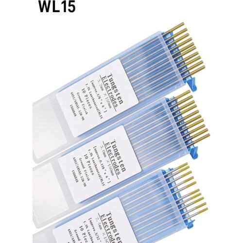 10PCS Tig Tungsten Electrode Gold 1.0/1.6 /2.0/2.4/3.0/3.2/4.0*150mm for Carbon Steel Stainless Steel Copper Alloy Titanium