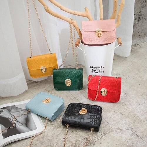 Women Bag Korean Alligator Design Women 's Small Square Bag Chain Bag One Shoulder Messenger Bag Shoulder & PU