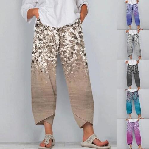 Womens Vintage Harem Pants Wide Leg Pants Casual Cotton And Linen Loose Womens Trousers Fashion Elegant Loose Comfortable Pant