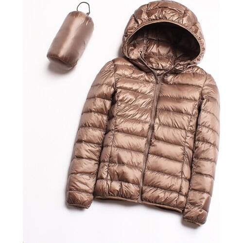 Autumn Winter Women Ultralight Thin Down Jacket White Duck Down Hooded Jackets Short Coat Warm Parka Female Portable Outwear
