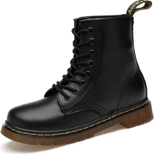 Winter Men Boots Ankle Martin Boots Men Boots Leather High-top Winter Shoes Men Warm Fur Motocross Boots for Women Male Booties