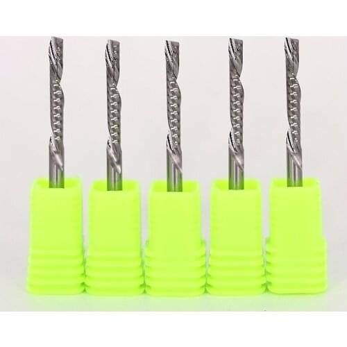 10pc 3.175X12 17 22mm Down Cutters,Left handed 1Flute single End Mill Carbide Cutting Tools Bits Machining Acrylic/Woodworking