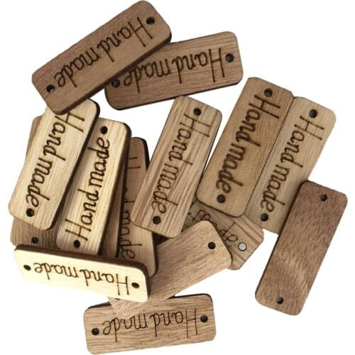 100Pcs Wooden Buttons Connectors Handmade Rectangle Sewing Crafts Fasteners