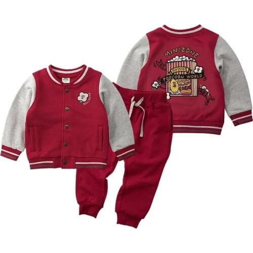 MINIZONE 2pcs set pants and jacket for boy girl cotton warm