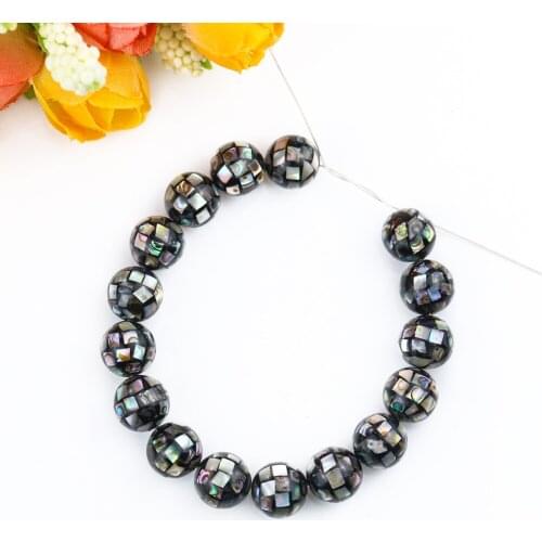 2 PCS Natural High-end Colorful Film Checkered Beads DIY Inlaid Wedding Loose Beads Jewelry Bracelet Necklace Decor Accessories