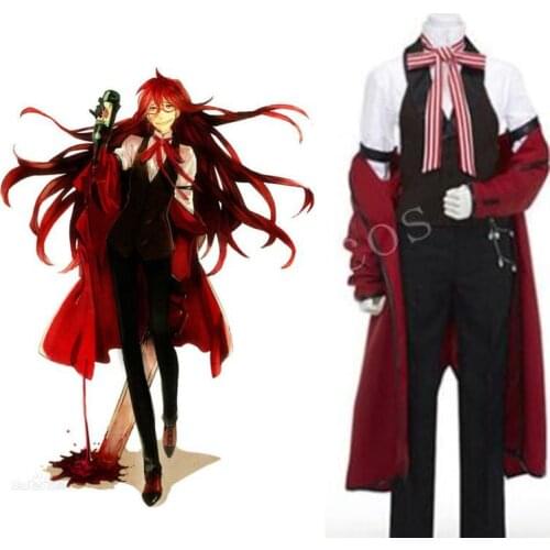 2016 Kuroshitsuji Black Butler Shinigami Grell Sutcliff Cosplay Costume High Quality Custom Uniform