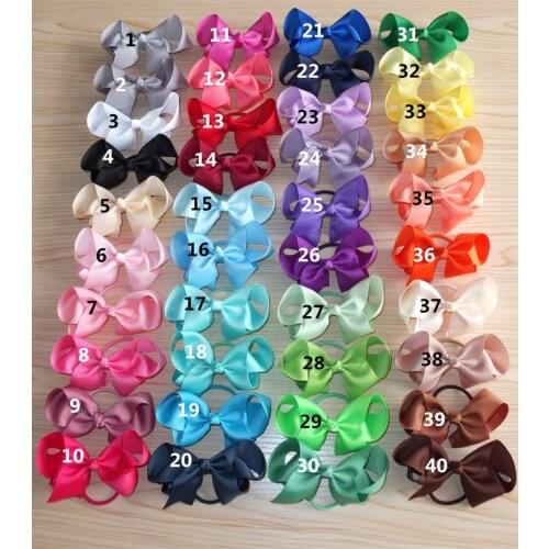 40 Colors Available 4 inch Hair Bow with Elastic Bands Bobble Loops Kids Girls Ponytail Holder Bows Boutique Hair Bobble bows