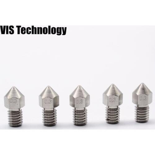5pcs 3D printer nozzle Stainless Steel Nozzle 0.3/0.4/0.5/0.6/0.8mm M6 Screw Thread For 1.75mm Filament with high quality