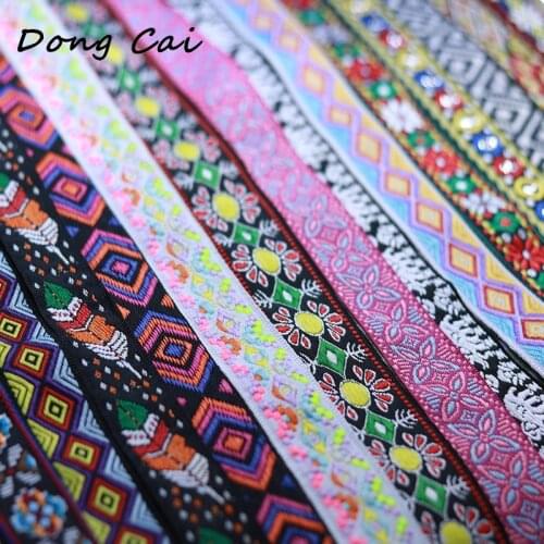 5 Yards 1" 20-25MM Colorful Geometric SingleFace Jacquard Embroidered Ribbons DIY Apparel Wrapping Trim Sewing Lace Accessories