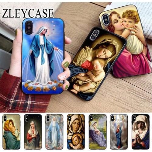 Bless Virgin Mary Christian Soft black Phone Case For iphone x xs xr xsmax 11 12pro max 5s SE 2020 6splus 7 8plus 12mini cover