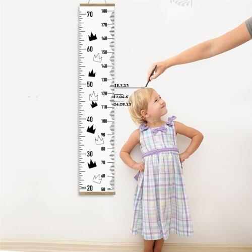 Wooden Wall Hanging Child Growth Ruler Stadiometer Removable Height Wall Stickers Baby Kids Room Nursery Growth Chart Home Decor