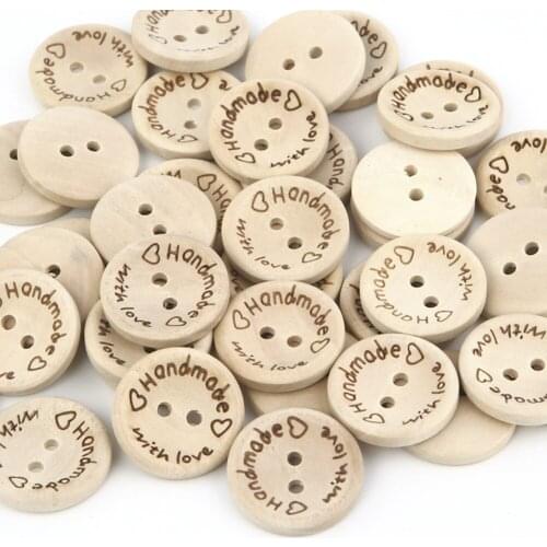 15/20/25mm Handmade Letter Love Wedding Wooden Buttons Cards Cute Sewing Accessories DIY Crafts Scrapbooking Clothing Decoration
