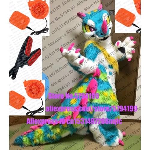 Long Fur Dragon DINOSAUR Fursuit Furry Costume Adult Cartoon Character Outfit Festival Celebration Ceremonial Costumes Event