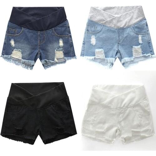 Envsoll Maternity Shorts Denim Summer Jeans Pants For Pregnant Women Gravidas Clothing Pregnant Pants Elastic Abdominal Jeans