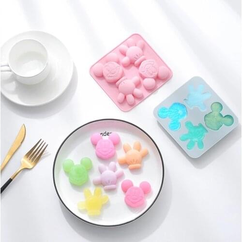 1Pc Cute Mickey Mousse Bear Shape Silicone Chocolate Mold Non-stick Silicone Cake Mold Jelly And Candy Mold 3D Mold DIY Supply