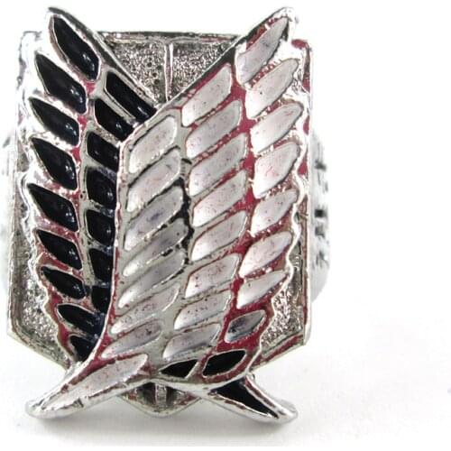 Bsarai Attack on Titan Eren Jager Recon Corps Freedom wings can't adjustable size cosplay ring