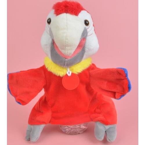 Red Parrot Childrens Cartoon Parrot Hand Puppets Cartoon Bird Animal Plush Doll Educational Toy Role Play Puppet Kid Gift